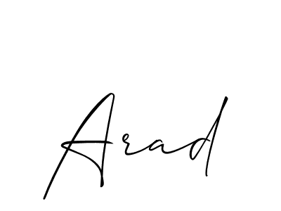 Create a beautiful signature design for name Arad. With this signature (Allison_Script) fonts, you can make a handwritten signature for free. Arad signature style 2 images and pictures png