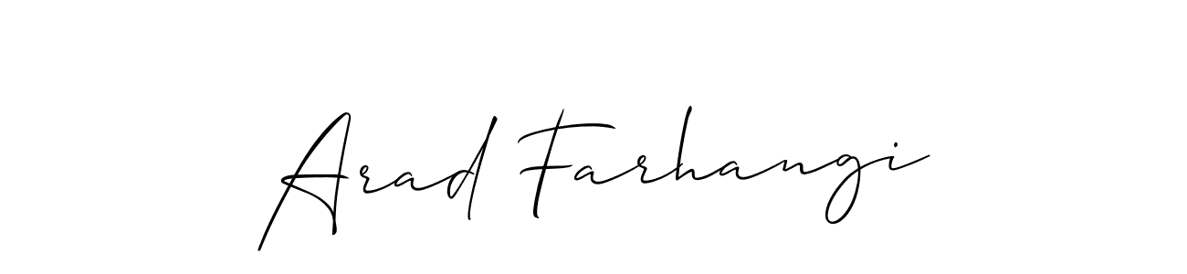 Also You can easily find your signature by using the search form. We will create Arad Farhangi name handwritten signature images for you free of cost using Allison_Script sign style. Arad Farhangi signature style 2 images and pictures png