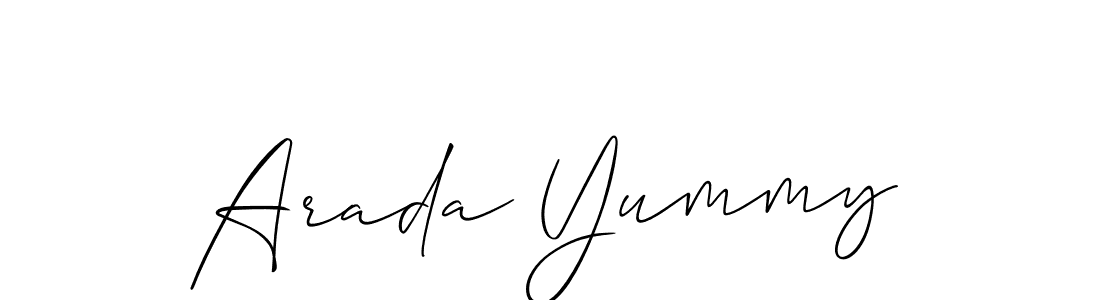 It looks lik you need a new signature style for name Arada Yummy. Design unique handwritten (Allison_Script) signature with our free signature maker in just a few clicks. Arada Yummy signature style 2 images and pictures png