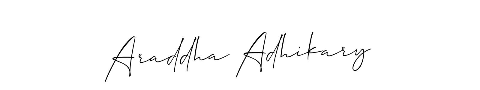 Create a beautiful signature design for name Araddha Adhikary. With this signature (Allison_Script) fonts, you can make a handwritten signature for free. Araddha Adhikary signature style 2 images and pictures png