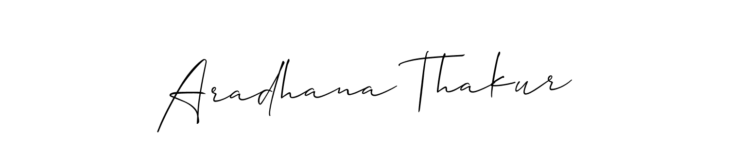 The best way (Allison_Script) to make a short signature is to pick only two or three words in your name. The name Aradhana Thakur include a total of six letters. For converting this name. Aradhana Thakur signature style 2 images and pictures png