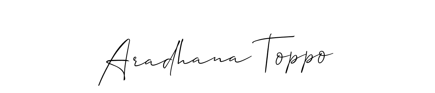 You can use this online signature creator to create a handwritten signature for the name Aradhana Toppo. This is the best online autograph maker. Aradhana Toppo signature style 2 images and pictures png