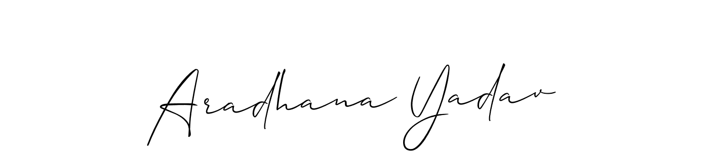 Also You can easily find your signature by using the search form. We will create Aradhana Yadav name handwritten signature images for you free of cost using Allison_Script sign style. Aradhana Yadav signature style 2 images and pictures png