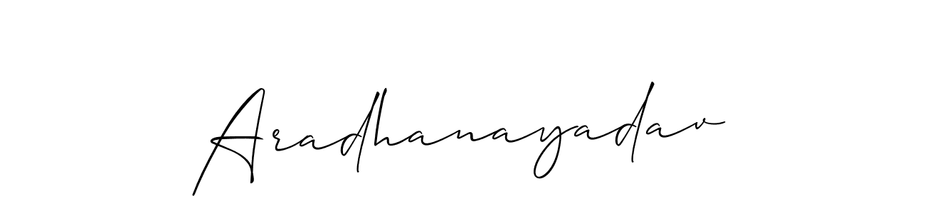 Similarly Allison_Script is the best handwritten signature design. Signature creator online .You can use it as an online autograph creator for name Aradhanayadav. Aradhanayadav signature style 2 images and pictures png