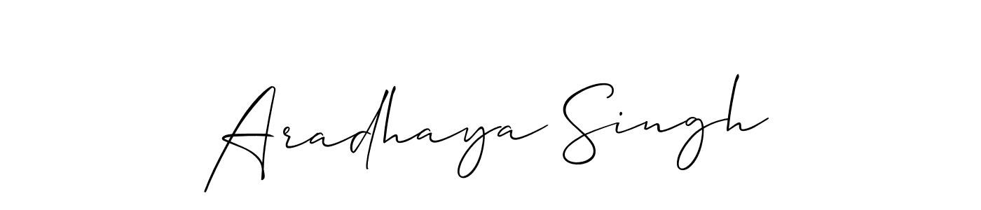 Allison_Script is a professional signature style that is perfect for those who want to add a touch of class to their signature. It is also a great choice for those who want to make their signature more unique. Get Aradhaya Singh name to fancy signature for free. Aradhaya Singh signature style 2 images and pictures png