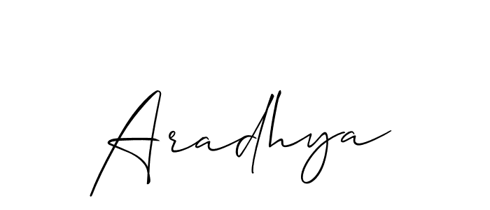 Similarly Allison_Script is the best handwritten signature design. Signature creator online .You can use it as an online autograph creator for name Aradhya. Aradhya signature style 2 images and pictures png