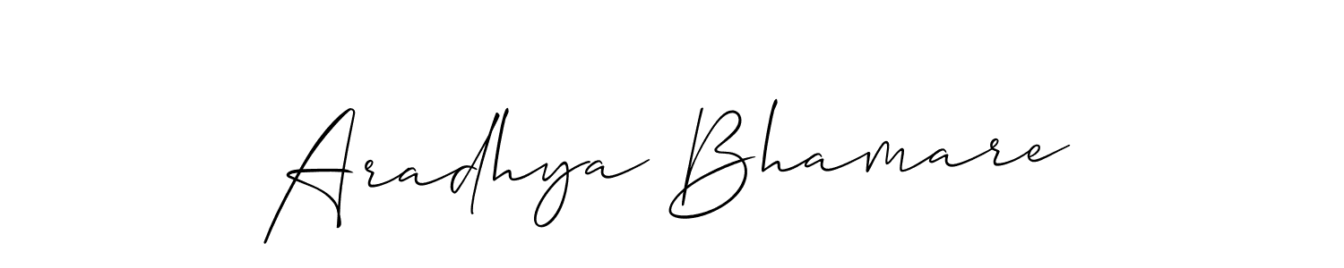 You should practise on your own different ways (Allison_Script) to write your name (Aradhya Bhamare) in signature. don't let someone else do it for you. Aradhya Bhamare signature style 2 images and pictures png