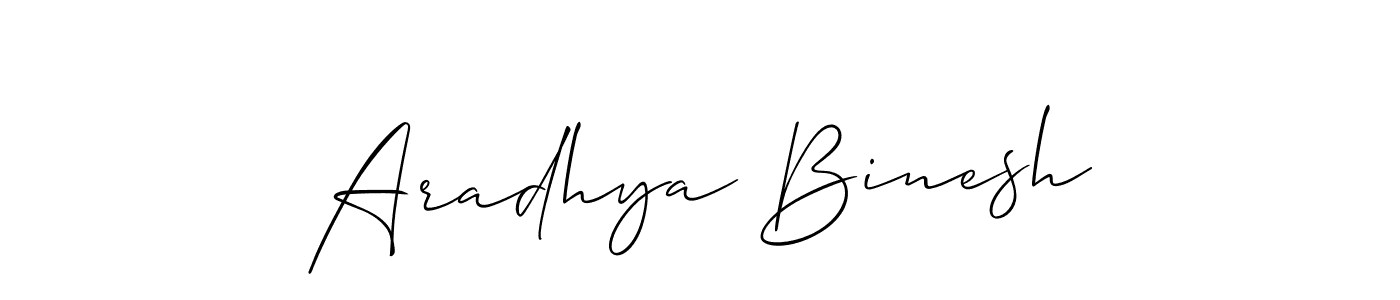 Make a beautiful signature design for name Aradhya Binesh. With this signature (Allison_Script) style, you can create a handwritten signature for free. Aradhya Binesh signature style 2 images and pictures png