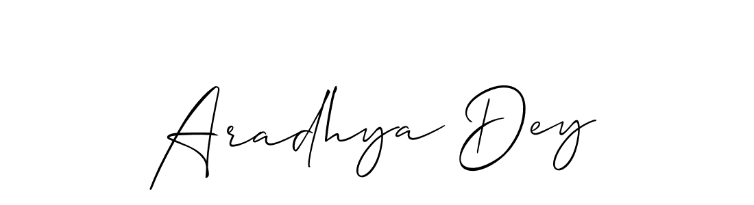 The best way (Allison_Script) to make a short signature is to pick only two or three words in your name. The name Aradhya Dey include a total of six letters. For converting this name. Aradhya Dey signature style 2 images and pictures png