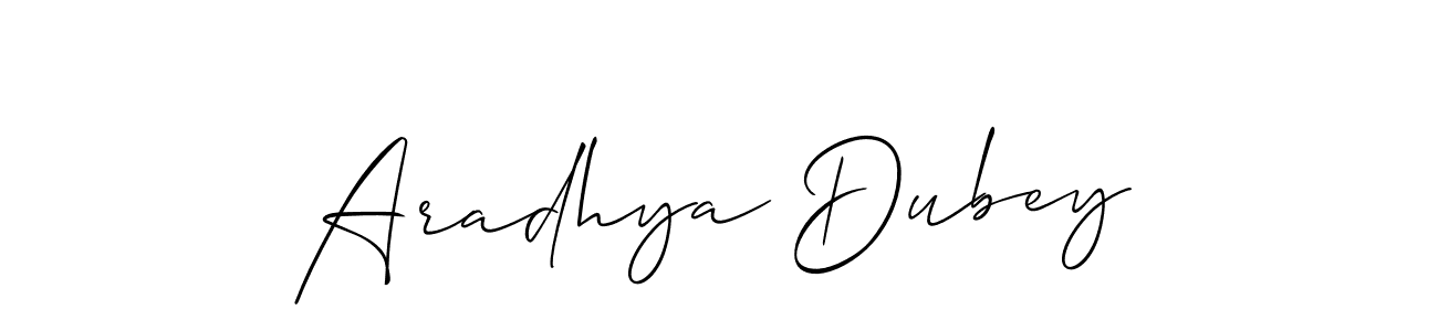 You should practise on your own different ways (Allison_Script) to write your name (Aradhya Dubey) in signature. don't let someone else do it for you. Aradhya Dubey signature style 2 images and pictures png