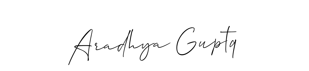 Design your own signature with our free online signature maker. With this signature software, you can create a handwritten (Allison_Script) signature for name Aradhya Guptq. Aradhya Guptq signature style 2 images and pictures png
