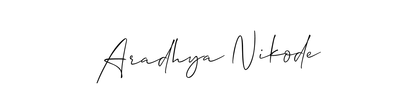 How to make Aradhya Nikode name signature. Use Allison_Script style for creating short signs online. This is the latest handwritten sign. Aradhya Nikode signature style 2 images and pictures png