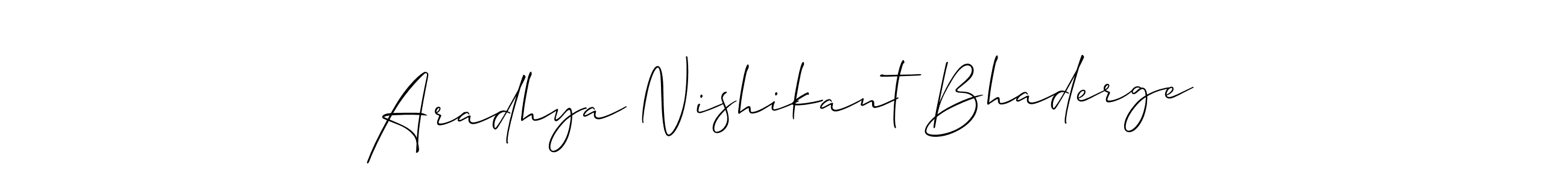 Create a beautiful signature design for name Aradhya Nishikant Bhaderge. With this signature (Allison_Script) fonts, you can make a handwritten signature for free. Aradhya Nishikant Bhaderge signature style 2 images and pictures png