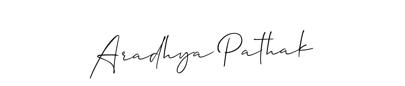 The best way (Allison_Script) to make a short signature is to pick only two or three words in your name. The name Aradhya Pathak include a total of six letters. For converting this name. Aradhya Pathak signature style 2 images and pictures png