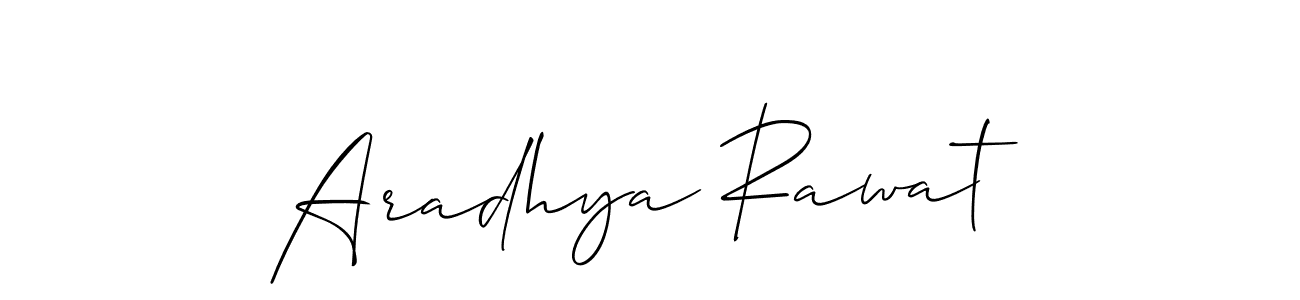 The best way (Allison_Script) to make a short signature is to pick only two or three words in your name. The name Aradhya Rawat include a total of six letters. For converting this name. Aradhya Rawat signature style 2 images and pictures png