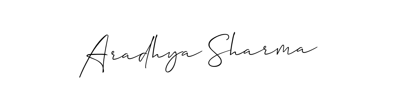 Similarly Allison_Script is the best handwritten signature design. Signature creator online .You can use it as an online autograph creator for name Aradhya Sharma. Aradhya Sharma signature style 2 images and pictures png