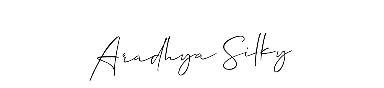 How to Draw Aradhya Silky signature style? Allison_Script is a latest design signature styles for name Aradhya Silky. Aradhya Silky signature style 2 images and pictures png