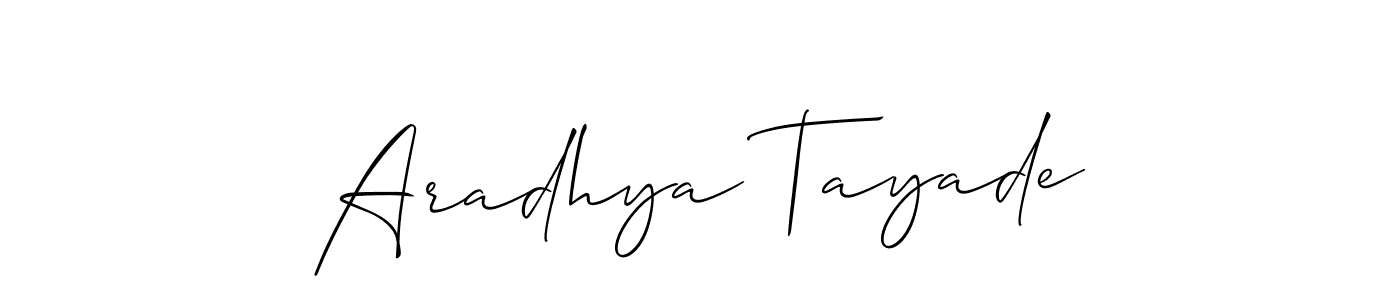 Also we have Aradhya Tayade name is the best signature style. Create professional handwritten signature collection using Allison_Script autograph style. Aradhya Tayade signature style 2 images and pictures png