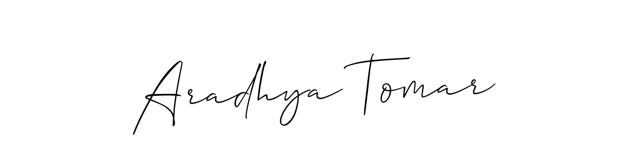 How to make Aradhya Tomar name signature. Use Allison_Script style for creating short signs online. This is the latest handwritten sign. Aradhya Tomar signature style 2 images and pictures png