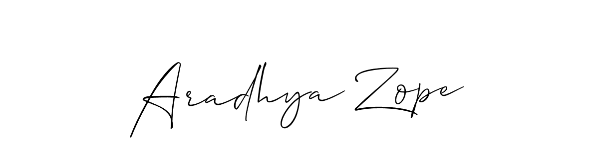 Design your own signature with our free online signature maker. With this signature software, you can create a handwritten (Allison_Script) signature for name Aradhya Zope. Aradhya Zope signature style 2 images and pictures png