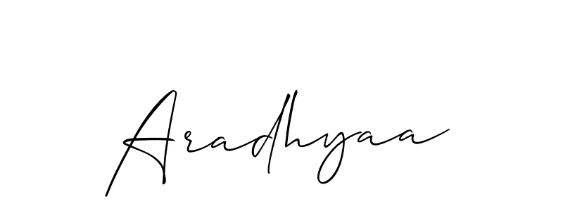 Similarly Allison_Script is the best handwritten signature design. Signature creator online .You can use it as an online autograph creator for name Aradhyaa. Aradhyaa signature style 2 images and pictures png