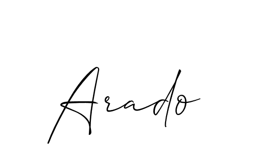 It looks lik you need a new signature style for name Arado. Design unique handwritten (Allison_Script) signature with our free signature maker in just a few clicks. Arado signature style 2 images and pictures png