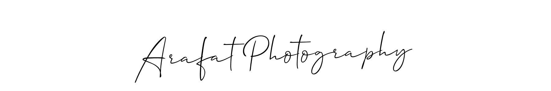 The best way (Allison_Script) to make a short signature is to pick only two or three words in your name. The name Arafat Photography include a total of six letters. For converting this name. Arafat Photography signature style 2 images and pictures png