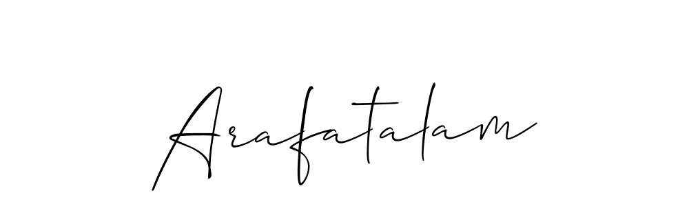 Create a beautiful signature design for name Arafatalam. With this signature (Allison_Script) fonts, you can make a handwritten signature for free. Arafatalam signature style 2 images and pictures png