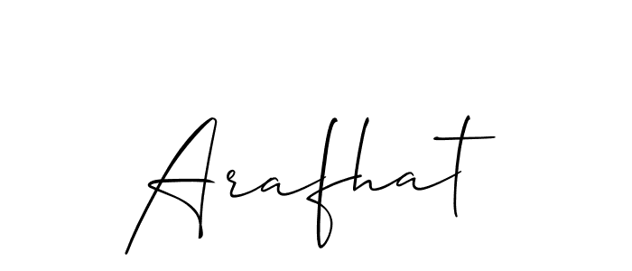 The best way (Allison_Script) to make a short signature is to pick only two or three words in your name. The name Arafhat include a total of six letters. For converting this name. Arafhat signature style 2 images and pictures png