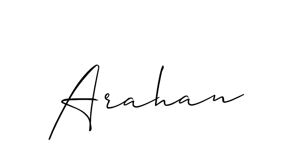 Design your own signature with our free online signature maker. With this signature software, you can create a handwritten (Allison_Script) signature for name Arahan. Arahan signature style 2 images and pictures png
