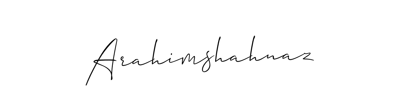Allison_Script is a professional signature style that is perfect for those who want to add a touch of class to their signature. It is also a great choice for those who want to make their signature more unique. Get Arahimshahnaz name to fancy signature for free. Arahimshahnaz signature style 2 images and pictures png