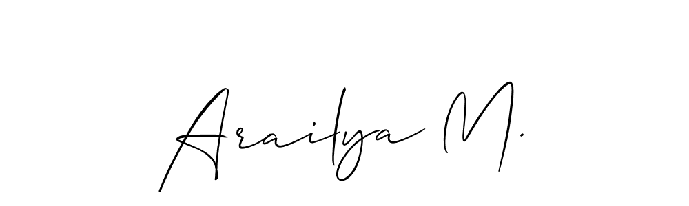 Similarly Allison_Script is the best handwritten signature design. Signature creator online .You can use it as an online autograph creator for name Arailya M.. Arailya M. signature style 2 images and pictures png