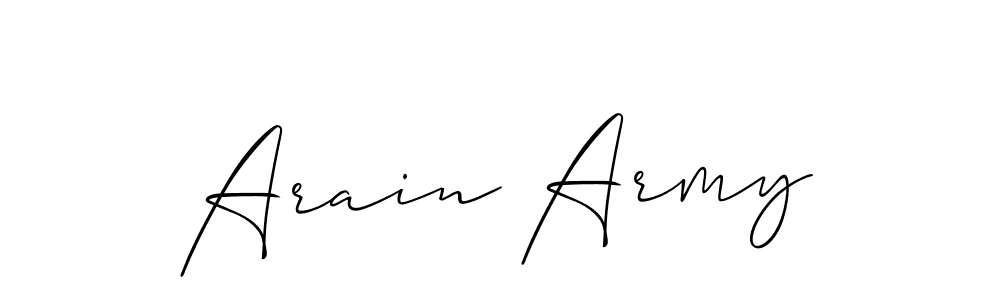 Create a beautiful signature design for name Arain Army. With this signature (Allison_Script) fonts, you can make a handwritten signature for free. Arain Army signature style 2 images and pictures png
