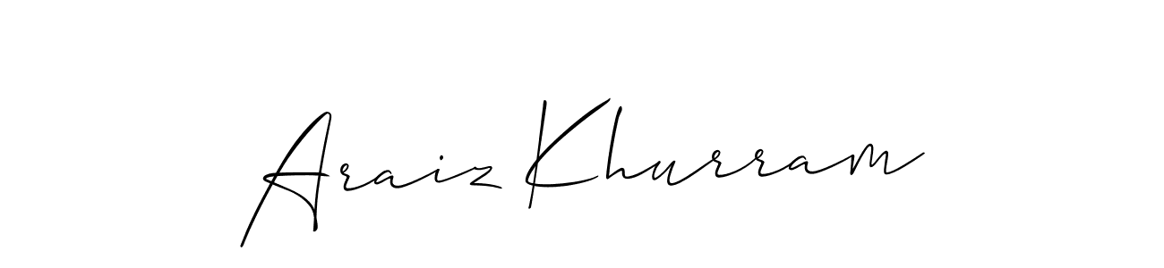 Design your own signature with our free online signature maker. With this signature software, you can create a handwritten (Allison_Script) signature for name Araiz Khurram. Araiz Khurram signature style 2 images and pictures png