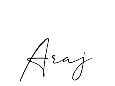 How to make Araj signature? Allison_Script is a professional autograph style. Create handwritten signature for Araj name. Araj signature style 2 images and pictures png