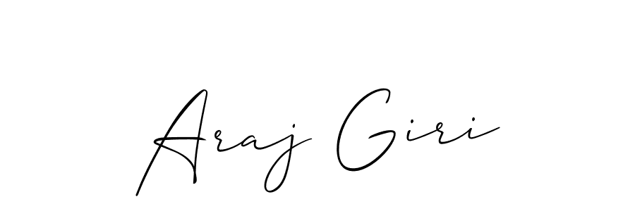 Create a beautiful signature design for name Araj Giri. With this signature (Allison_Script) fonts, you can make a handwritten signature for free. Araj Giri signature style 2 images and pictures png