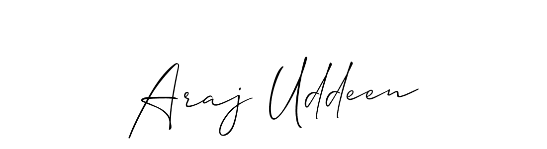 It looks lik you need a new signature style for name Araj Uddeen. Design unique handwritten (Allison_Script) signature with our free signature maker in just a few clicks. Araj Uddeen signature style 2 images and pictures png