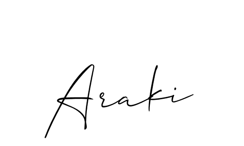 Create a beautiful signature design for name Araki. With this signature (Allison_Script) fonts, you can make a handwritten signature for free. Araki signature style 2 images and pictures png