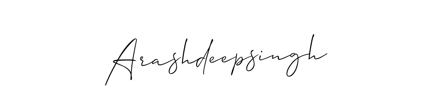 Use a signature maker to create a handwritten signature online. With this signature software, you can design (Allison_Script) your own signature for name Arashdeepsingh. Arashdeepsingh signature style 2 images and pictures png