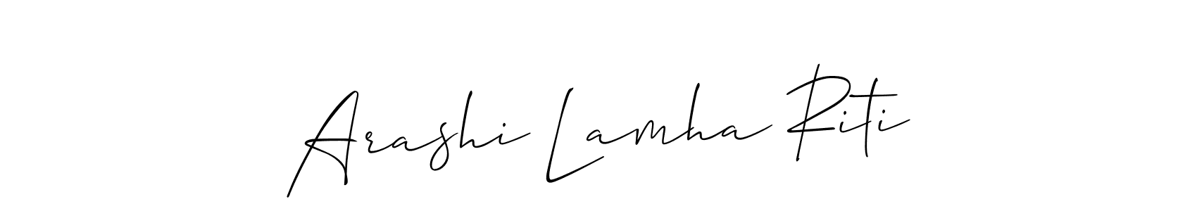 How to make Arashi Lamha Riti name signature. Use Allison_Script style for creating short signs online. This is the latest handwritten sign. Arashi Lamha Riti signature style 2 images and pictures png