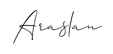 Transform the name Araslan into a signature masterpiece using Allison_Script font. Ideal for photographers, artists, and creators looking for watermarks. Araslan signature style 2 images and pictures png