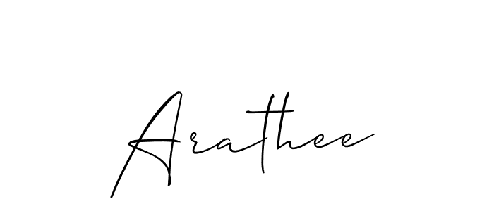 Use a signature maker to create a handwritten signature online. With this signature software, you can design (Allison_Script) your own signature for name Arathee. Arathee signature style 2 images and pictures png