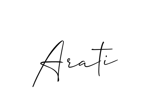 Design your own signature with our free online signature maker. With this signature software, you can create a handwritten (Allison_Script) signature for name Arati. Arati signature style 2 images and pictures png