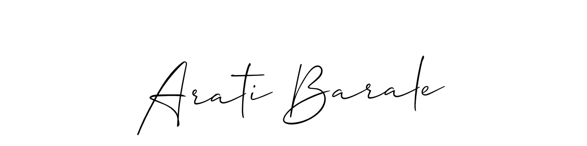 It looks lik you need a new signature style for name Arati Barale. Design unique handwritten (Allison_Script) signature with our free signature maker in just a few clicks. Arati Barale signature style 2 images and pictures png