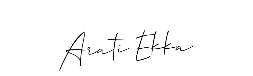The best way (Allison_Script) to make a short signature is to pick only two or three words in your name. The name Arati Ekka include a total of six letters. For converting this name. Arati Ekka signature style 2 images and pictures png