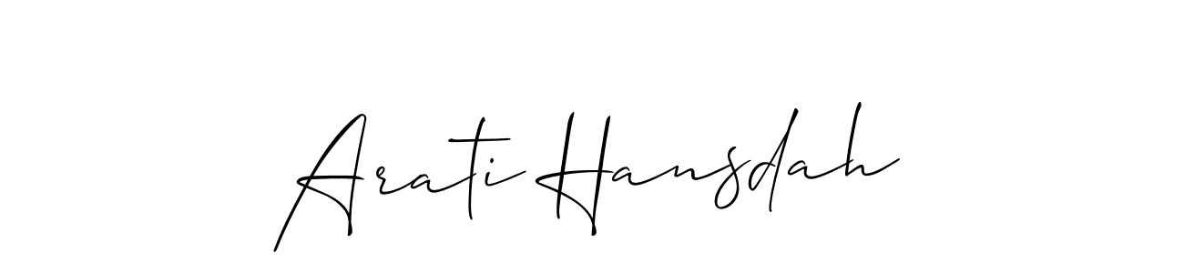 Also we have Arati Hansdah name is the best signature style. Create professional handwritten signature collection using Allison_Script autograph style. Arati Hansdah signature style 2 images and pictures png