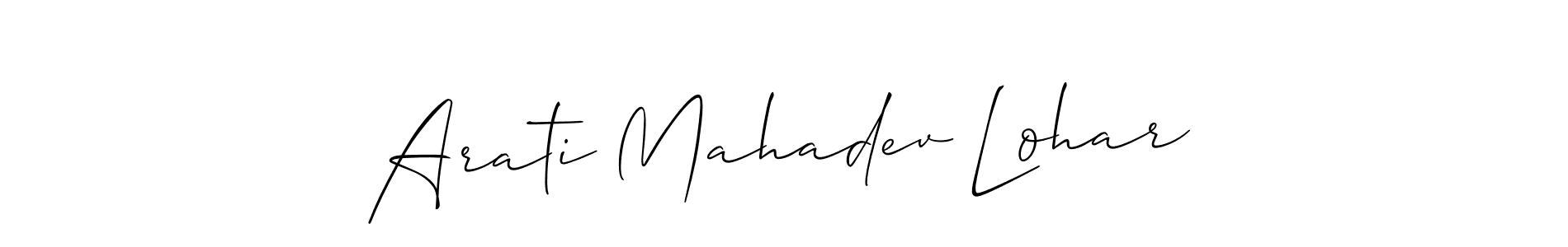 Create a beautiful signature design for name Arati Mahadev Lohar. With this signature (Allison_Script) fonts, you can make a handwritten signature for free. Arati Mahadev Lohar signature style 2 images and pictures png