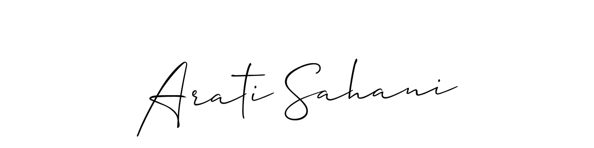Create a beautiful signature design for name Arati Sahani. With this signature (Allison_Script) fonts, you can make a handwritten signature for free. Arati Sahani signature style 2 images and pictures png