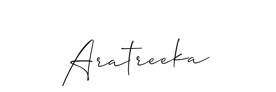 The best way (Allison_Script) to make a short signature is to pick only two or three words in your name. The name Aratreeka include a total of six letters. For converting this name. Aratreeka signature style 2 images and pictures png