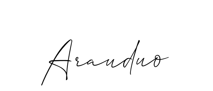 Allison_Script is a professional signature style that is perfect for those who want to add a touch of class to their signature. It is also a great choice for those who want to make their signature more unique. Get Arauduo name to fancy signature for free. Arauduo signature style 2 images and pictures png